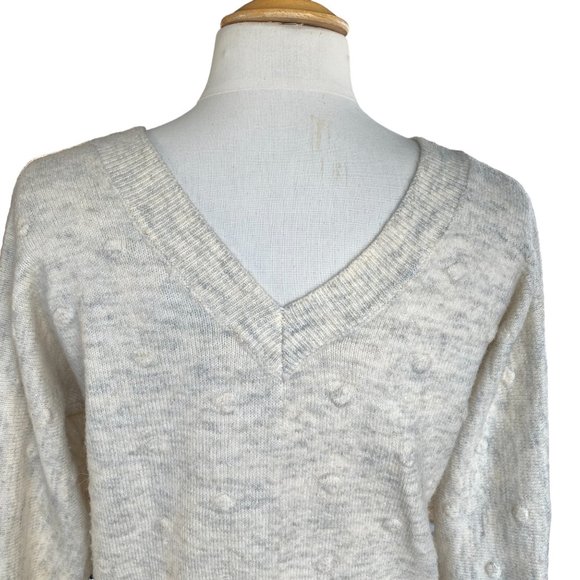 William Rast Alpaca Blend Back V-Neck Oatmeal Popcorn Polka Dot Sweater-XS - Picture 8 of 12